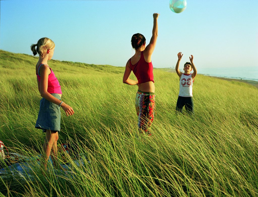 children playing in the summer